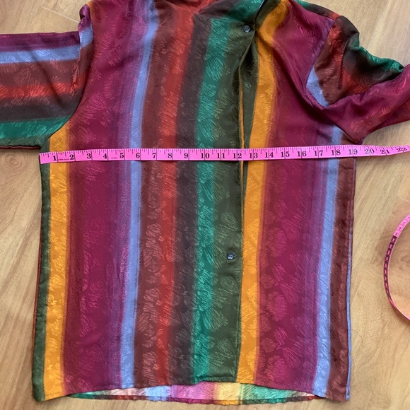 Vintage Colourful Rainbow Striped Anne Klein Unique Blouse Size 6 - Picture 8 of 9